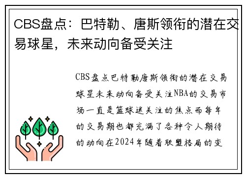 CBS盘点：巴特勒、唐斯领衔的潜在交易球星，未来动向备受关注