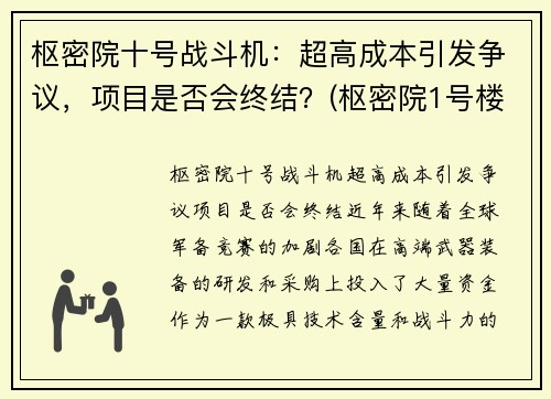 枢密院十号战斗机：超高成本引发争议，项目是否会终结？(枢密院1号楼)