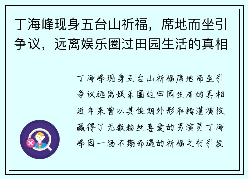 丁海峰现身五台山祈福，席地而坐引争议，远离娱乐圈过田园生活的真相